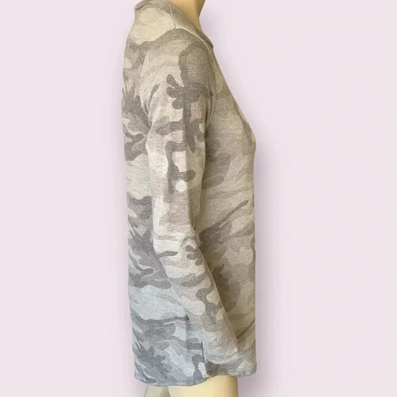 Bombom New Camouflage Long Sleeves Tunic T Shirt Knit Tops Size S Charcoal Gray - Picture 9 of 16